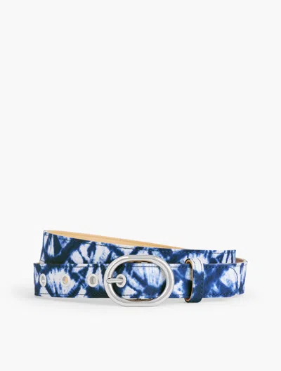 Talbots Batik Foulard Belt - White/blue - Xl - 100% Cotton  In White,blue