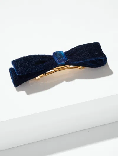 Talbots Bauble Velvet Barrette - Blue - 001