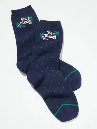 Talbots Be Merry Trouser Socks - Ink - 001  In Blue