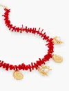 Talbots Beach Charm Necklace - Red/gold - 001