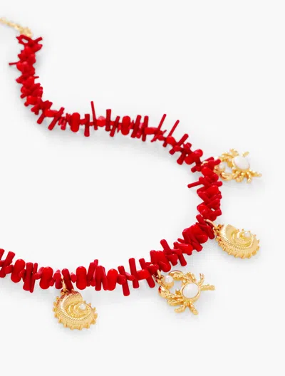 Talbots Beach Charm Necklace - Red/gold - 001  In Multi