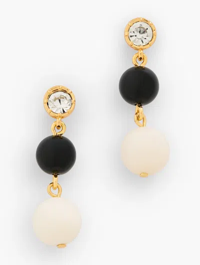 Talbots Beaded Drop Earrings - Black/gold - 001  In Black,gold