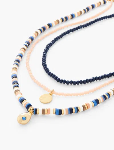 Talbots Beaded Layer Necklace - Admiral Blue/gold - 001  In Multi