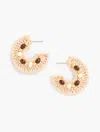 Talbots Beaded Raffia Hoop Earrings - Natural Raffia/gold - 001