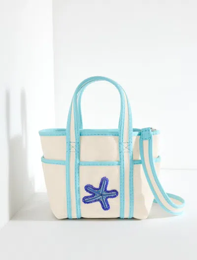 Talbots Beaded Seashell Canvas Tote - Natural/turquoise - 001