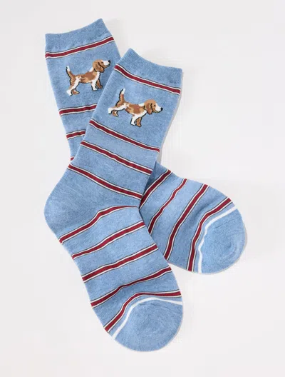 Talbots Beagle Stripe Trouser Socks - Blue Heather - 001