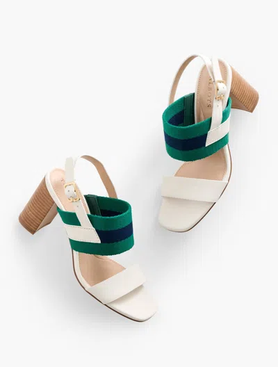 Talbots Bette Vachetta Block Heel Sandals - Ivory - 11m