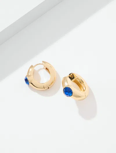 Talbots Bezel Hoop Earrings - Blue Majesty / Gold - 001  In Blue Majesty,gold