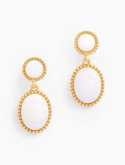 Talbots Bezel Set Mother Of Pearl Drop Earrings - Ivory/gold - 001