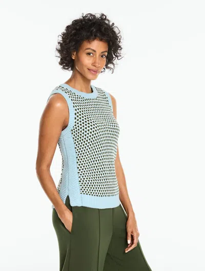 Talbots Birdâs Eye Sweater Vest - Sheer Blue/nori/ivory - Xs