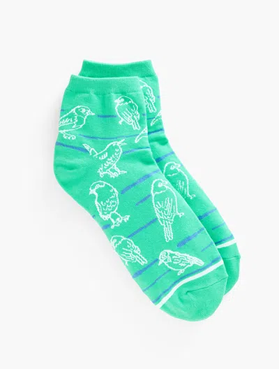 Talbots Birds Stripe Crew Socks - Neptune Green - 001