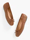 Talbots Blaine Soft Sole Studded Nappa Ballet Flats - Cognac - 11m  In Brown