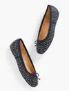 Talbots Blaine Soft Sole Studded Nappa Ballet Flats - Indigo - 8 1/2 M  In Purple