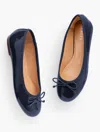 Talbots Blair Bow Patent Leather Ballet Flats - Blue - 11m