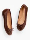Talbots Blair Bow Patent Leather Ballet Flats - Dark Walnut - 11m