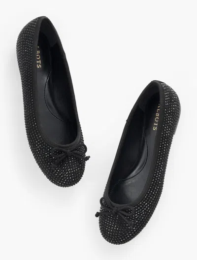 Talbots Blair Rhinestone Suede Ballet Flats - Black - 11m