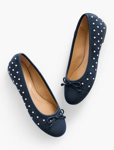 Talbots Blair Studded Suede Ballet Flats - Blue - 11m