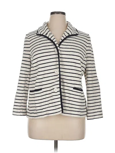 Pre-owned Talbots Blazer Jacket In White