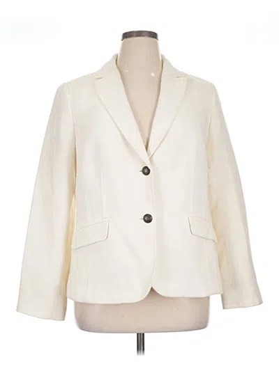 Pre-owned Talbots Blazer Jacket In White