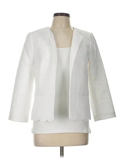 Pre-owned Talbots Blazer Jacket In White