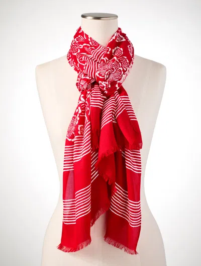 Talbots Block Floral Geo Scarf - Red - 001