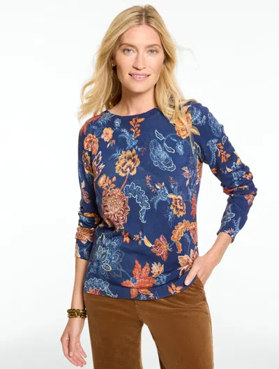 Talbots Boatneck Pullover Sweater - Etched Toile - Ink - Xs