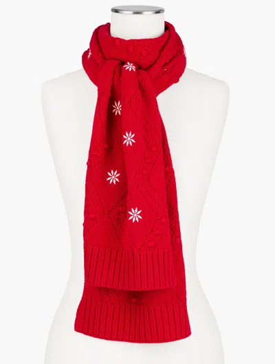 Talbots Bobble Argyle Scarf - Red - 001
