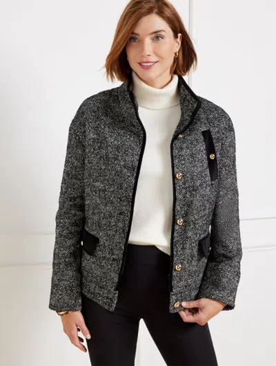 Talbots Plus Petite - Bouclã© Herringbone Coat - Black/ivory - 3x  In Black,ivory