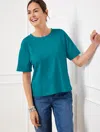 TALBOTS MISSES - BOXY CREWNECK T-SHIRT - TEAL OCEAN - LARGE TALBOTS