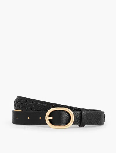 Talbots Braided Leather Belt - Black - Medium  In Black
