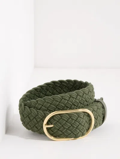 Talbots Braided Rope Belt - Olive Leaf - Large  In Green