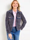 Talbots Plus Size - Breeze Tweed Jacket - Navy Blue/white - 20  In Navy Blue,white