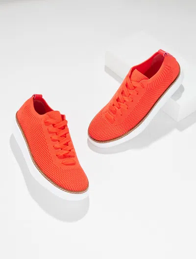 Talbots Brittany Knit Lace-up Sneakers - Bright Papaya - 10 1/2 M  In Red