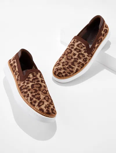 Talbots Brittany Knit Slip-on Sneakers - Dreamy Leopard - Brown - 5m