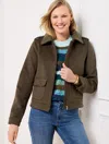 Talbots Brushed Wool Blend Bomber Jacket - Deep Olive - 3x  In Deep Olive