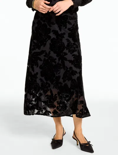 Talbots Burnout Velvet Skirt - Prosperous Florals - Grey/black - 2