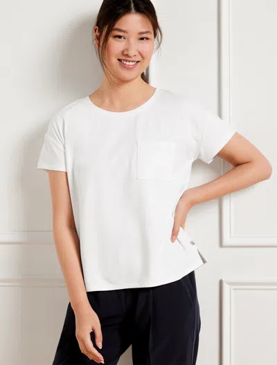 Talbots Buttery Soft Easy Knit Patch Pocket T-shirt - White - Xl  In White