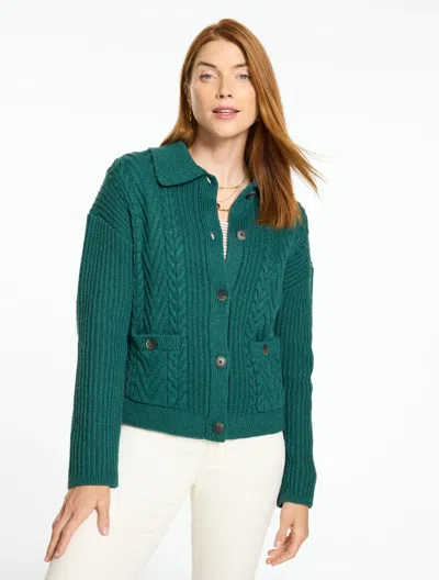 Talbots Button Front Sweater Jacket - Bright Cedar Heather - Xs