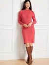 Talbots Button Mockneck Ribbed Shift Dress - Holly Berry - 3x