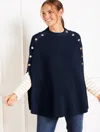 Talbots Button Poncho - Blue - Large