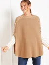 Talbots Button Poncho - Toasted Coconut - Medium
