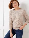 Talbots Button Raglan Cable Knit Sweater - Maple Oat Heather - 2x