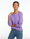 Talbots Button Shoulder Crewneck Sweater Pullover - Wild Iris - Xs  In Wild Iris