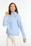 Talbots Button Shoulder Sweatshirt - Blue Mist - Xs  In Blue Mist