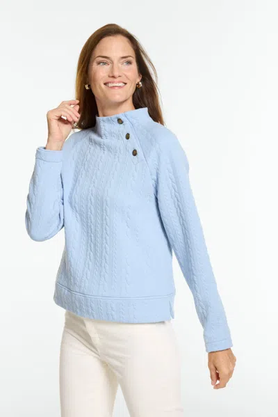 Talbots Button Shoulder Sweatshirt - Blue Mist - Xs