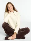 Talbots Button Shoulder Sweatshirt - Ivory - Xs  In Ivory