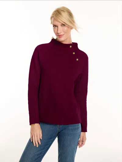 Talbots Button Shoulder Sweatshirt - Rich Burgundy - Xs