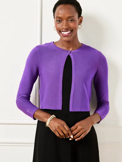 Talbots Button Shrug - Deep Lavender - Large  In Deep Lavender