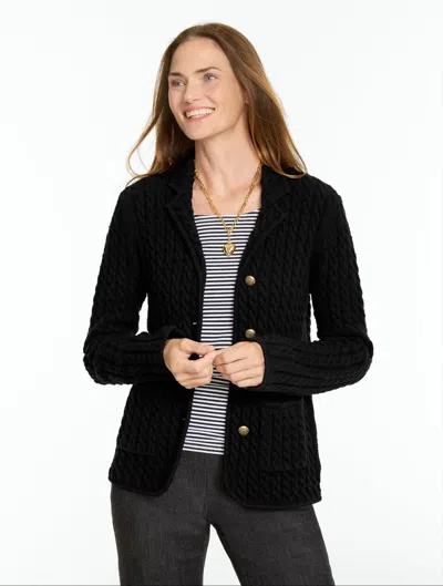 Talbots Cable Knit Blazer - Black - Xs