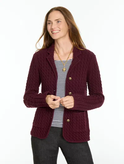 Talbots Cable Knit Blazer - Rich Burgundy - Xs